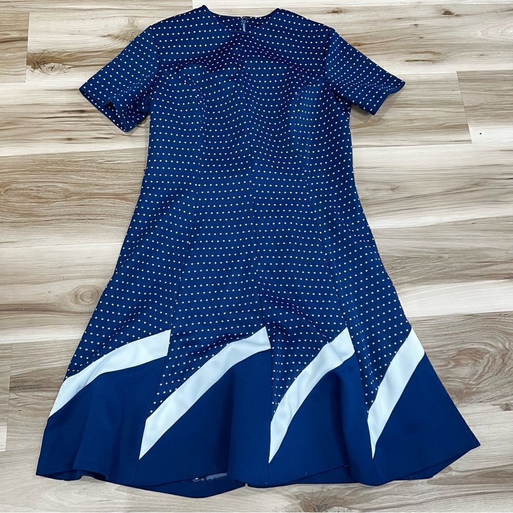 Vintage Union Made USA Blue and White Polka Dot Dress Women’s Large